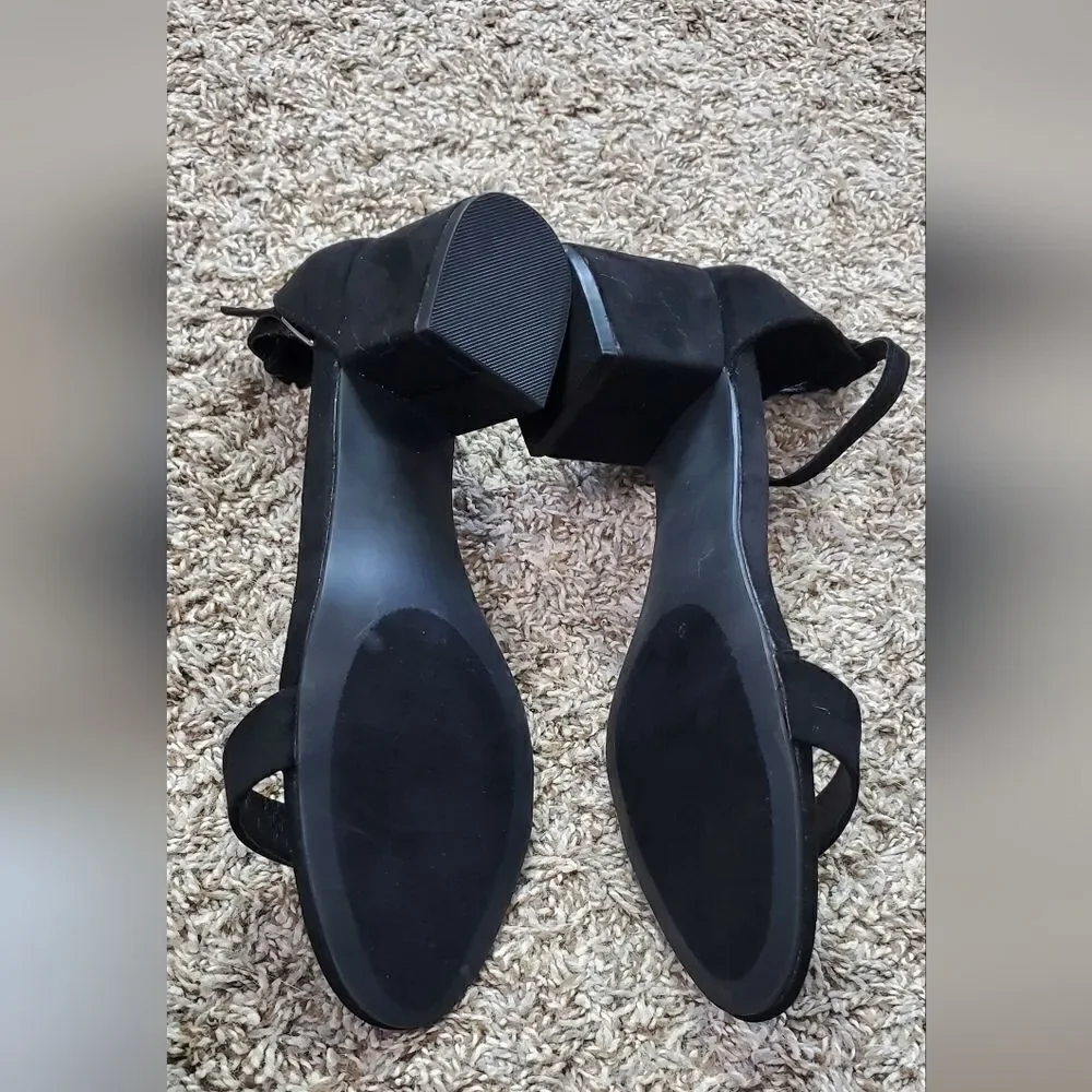JF Justfab Faux Suede Black Block Heels
